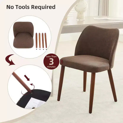 Lot de 2 chaises de salle à manger modernes rembourrées - Cuir PU ou lin avec dossier ergonomique à ailettes pour salle à manger et cuisine