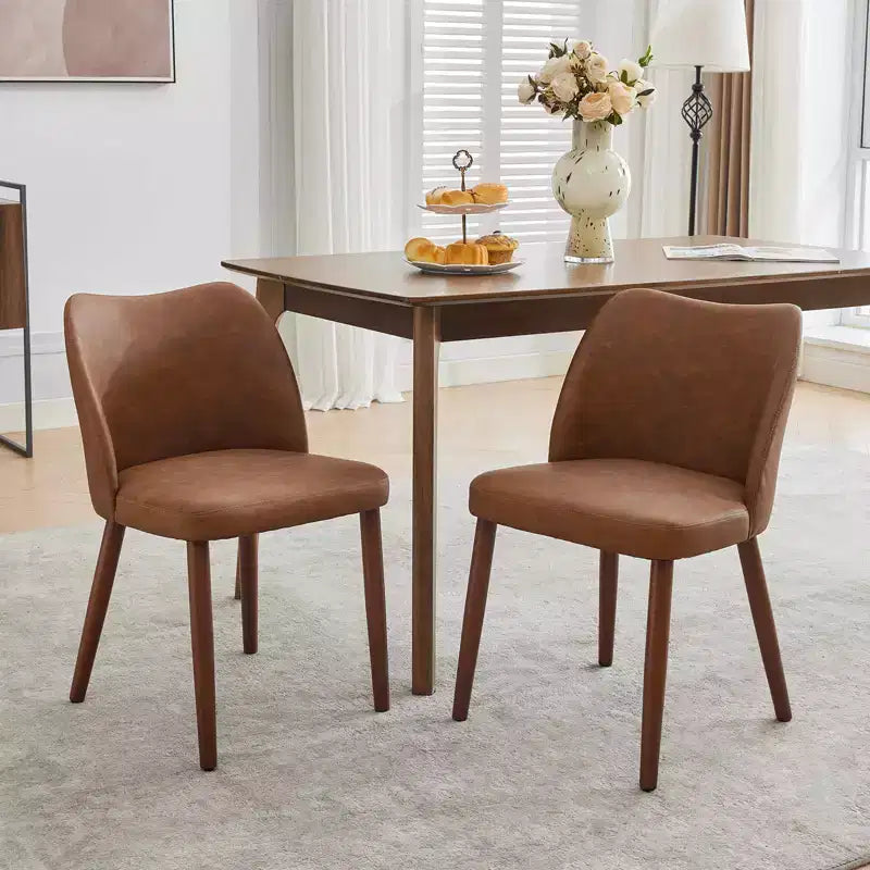 Lot de 2 chaises de salle à manger modernes rembourrées - Cuir PU ou lin avec dossier ergonomique à ailettes pour salle à manger et cuisine