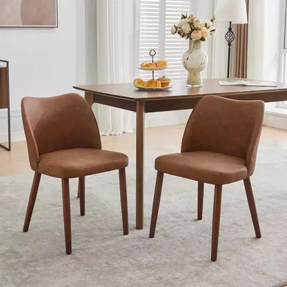 Lot de 2 chaises de salle à manger modernes rembourrées - Cuir PU ou lin avec dossier ergonomique à ailettes pour salle à manger et cuisine