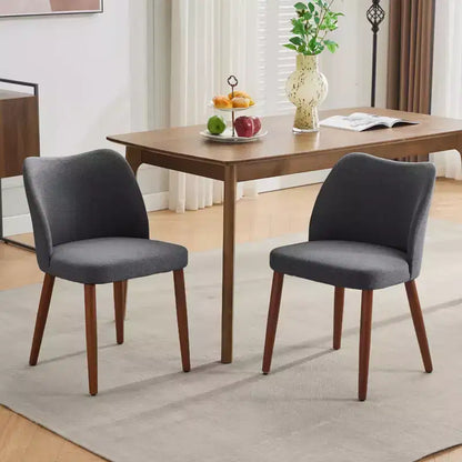 Lot de 2 chaises de salle à manger modernes rembourrées - Cuir PU ou lin avec dossier ergonomique à ailettes pour salle à manger et cuisine