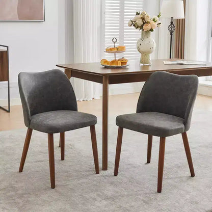 Lot de 2 chaises de salle à manger modernes rembourrées - Cuir PU ou lin avec dossier ergonomique à ailettes pour salle à manger et cuisine