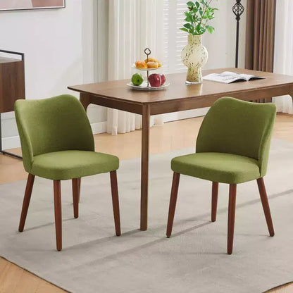 Lot de 2 chaises de salle à manger modernes rembourrées - Cuir PU ou lin avec dossier ergonomique à ailettes pour salle à manger et cuisine