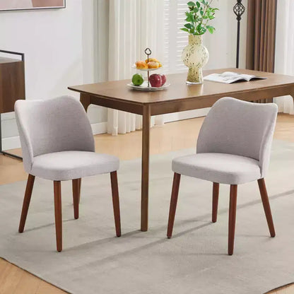 Lot de 2 chaises de salle à manger modernes rembourrées - Cuir PU ou lin avec dossier ergonomique à ailettes pour salle à manger et cuisine