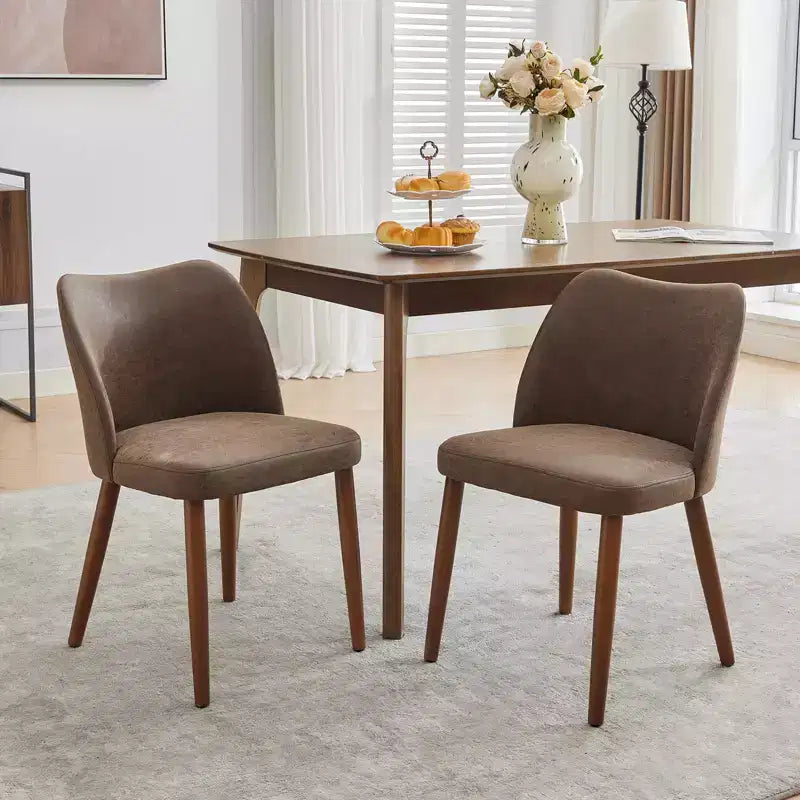 Lot de 2 chaises de salle à manger modernes rembourrées - Cuir PU ou lin avec dossier ergonomique à ailettes pour salle à manger et cuisine