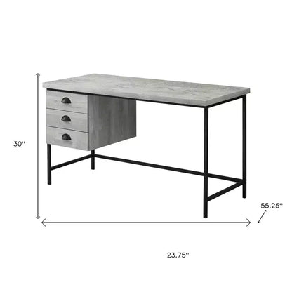 Bureau d'ordinateur 24 marron et noir avec trois tiroirs