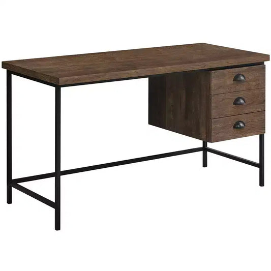 24 Brown and Black Computer Desk With Three Drawers