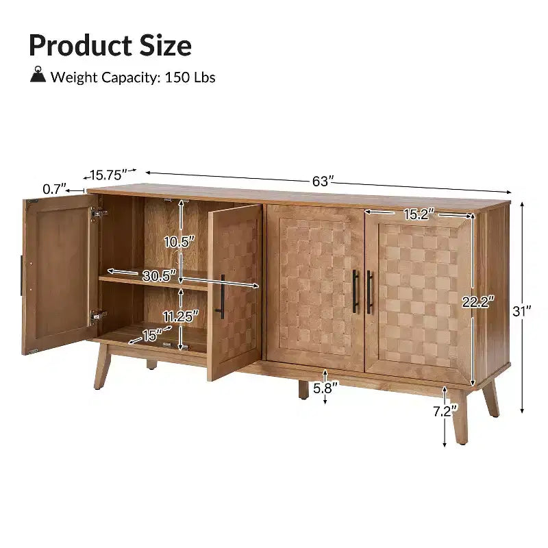 Kay Modern, buffet de 160 cm de large avec pieds réglables | HULALA HOME