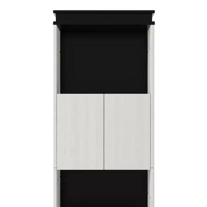 Lit mural escamotable pleine grandeur avec étagères de rangement et table, lit mural pliant pour chambre à coucher ou chambre d'amis, noir et blanc