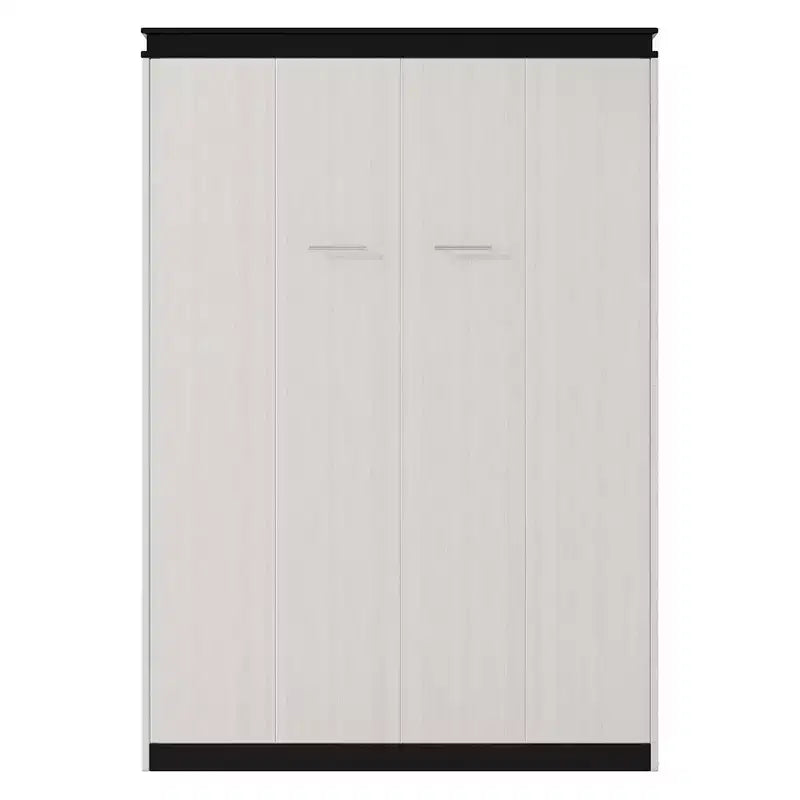 Lit mural escamotable pleine grandeur avec étagères de rangement et table, lit mural pliant pour chambre à coucher ou chambre d'amis, noir et blanc