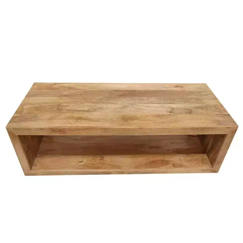 Table basse Royal Hampton en bois de manguier de 58 pouces, cube ouvert, 1 étagère, brun naturel
