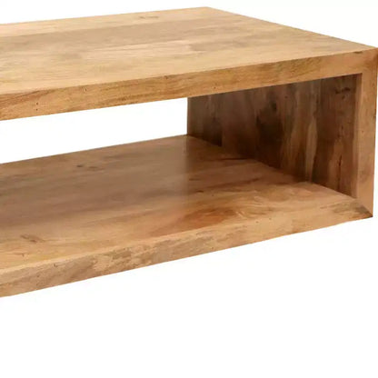 Table basse Royal Hampton en bois de manguier de 58 pouces, cube ouvert, 1 étagère, brun naturel