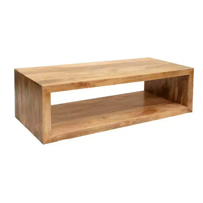 Table basse Royal Hampton en bois de manguier de 58 pouces, cube ouvert, 1 étagère, brun naturel