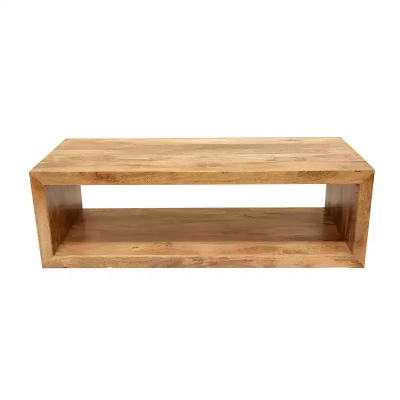 Table basse Royal Hampton en bois de manguier de 58 pouces, cube ouvert, 1 étagère, brun naturel