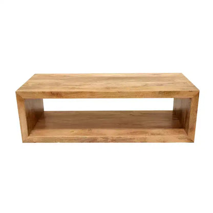 Table basse Royal Hampton en bois de manguier de 58 pouces, cube ouvert, 1 étagère, brun naturel