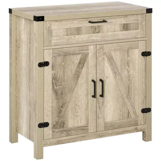 Modern Farmhouse Sideboard with Storage, Buffet Cabinet with 2 Barn Doors and Drawer for Dining Room