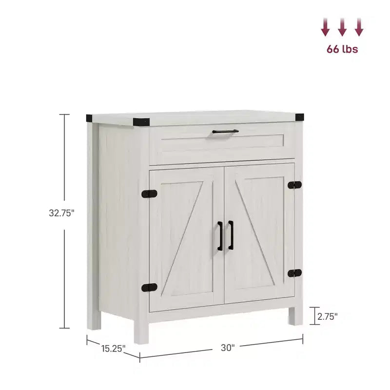 Buffet bahut de ferme moderne avec rangement, meuble de buffet avec 2 portes de grange et tiroir pour salle à manger