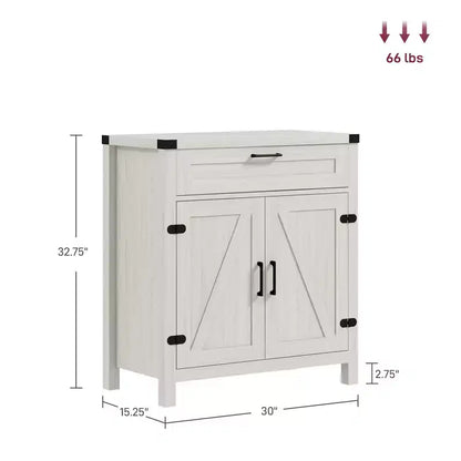 Buffet bahut de ferme moderne avec rangement, meuble de buffet avec 2 portes de grange et tiroir pour salle à manger