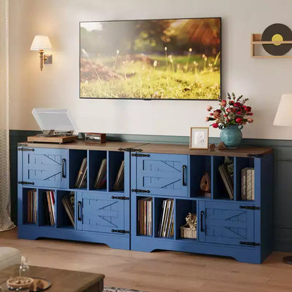 GustoWave Armoire de rangement en bois de ferme, Rangement moderne pour disques vinyles, Meuble TV pour platine vinyle de style Mid-Century, Buffet de 39 pouces