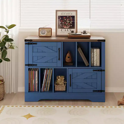 GustoWave Armoire de rangement en bois de ferme, Rangement moderne pour disques vinyles, Meuble TV pour platine vinyle de style Mid-Century, Buffet de 39 pouces