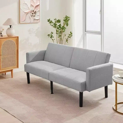 COZONY 75.5 Lit de canapé convertible futon, canapé deux places en lin flanelle avec pieds en bois, canapé-lit pliant réglable pour salon, petits espaces