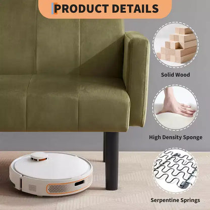 COZONY 75.5 Lit de canapé convertible futon, canapé deux places en lin flanelle avec pieds en bois, canapé-lit pliant réglable pour salon, petits espaces