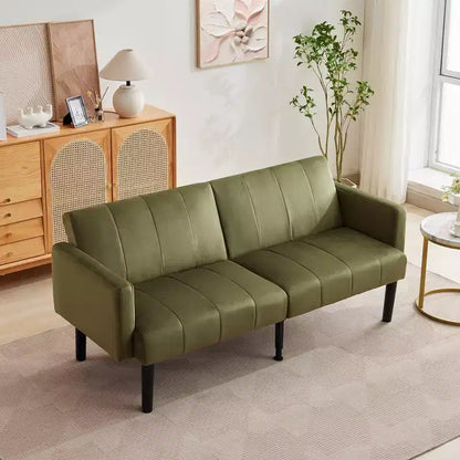 COZONY 75.5 Lit de canapé convertible futon, canapé deux places en lin flanelle avec pieds en bois, canapé-lit pliant réglable pour salon, petits espaces