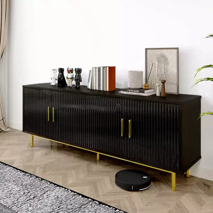 Meuble TV Dyonery 70 cannelé avec rangement pour salon, meuble TV pour téléviseurs jusqu'à 80 pouces, étagère réglable