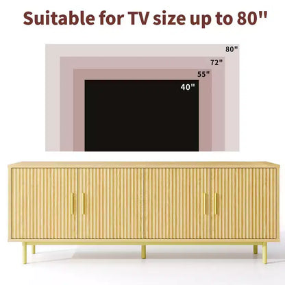 Meuble TV Dyonery 70 cannelé avec rangement pour salon, meuble TV pour téléviseurs jusqu'à 80 pouces, étagère réglable