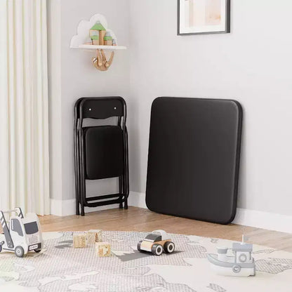 Ensemble table et deux chaises pliantes pour enfants, avec coussins en PU, facile à ranger, idéal pour les repas, la lecture et les jeux des enfants.