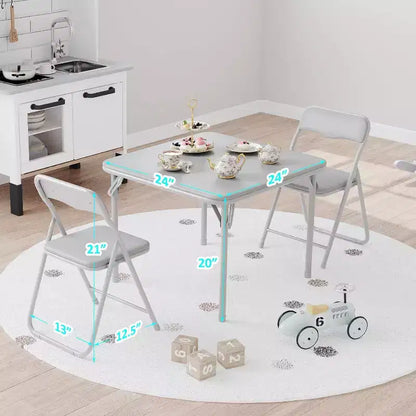 Ensemble table et deux chaises pliantes pour enfants, avec coussins en PU, facile à ranger, idéal pour les repas, la lecture et les jeux des enfants.