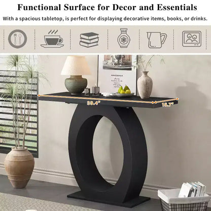 Console élégante Okak avec base ovoïde, table d'entrée avec plateau épais et durable, table d'appoint pour entrée, salon