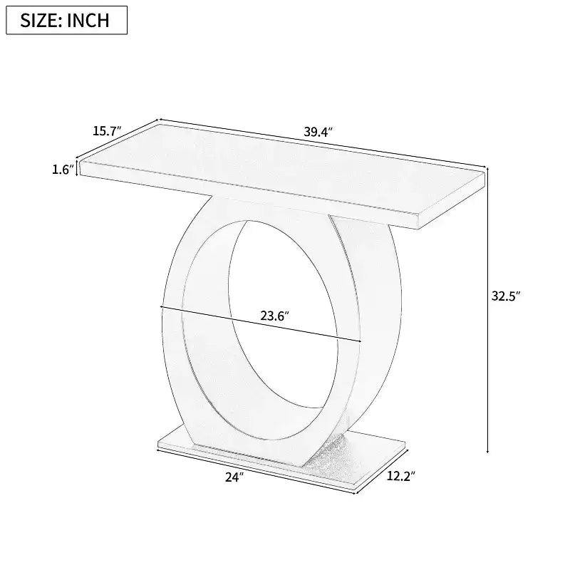 Console élégante Okak avec base ovoïde, table d'entrée avec plateau épais et durable, table d'appoint pour entrée, salon