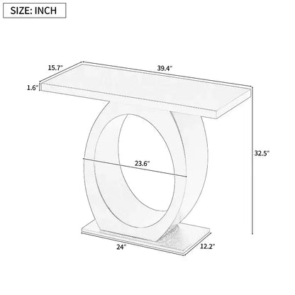 Console élégante Okak avec base ovoïde, table d'entrée avec plateau épais et durable, table d'appoint pour entrée, salon