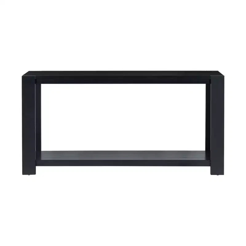Okak Table console longue minimaliste avec grande étagère inférieure, table d'entrée avec 4 pieds larges, table d'appoint pour salon, couloir, noire