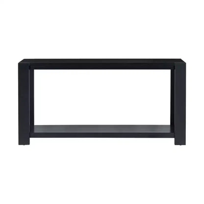 Okak Table console longue minimaliste avec grande étagère inférieure, table d'entrée avec 4 pieds larges, table d'appoint pour salon, couloir, noire