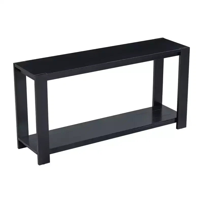 Okak Table console longue minimaliste avec grande étagère inférieure, table d'entrée avec 4 pieds larges, table d'appoint pour salon, couloir, noire
