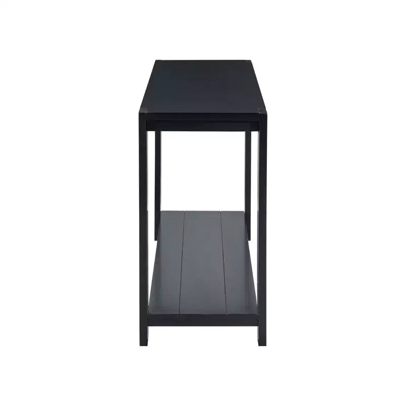 Okak Table console longue minimaliste avec grande étagère inférieure, table d'entrée avec 4 pieds larges, table d'appoint pour salon, couloir, noire