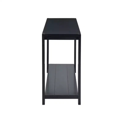 Okak Table console longue minimaliste avec grande étagère inférieure, table d'entrée avec 4 pieds larges, table d'appoint pour salon, couloir, noire