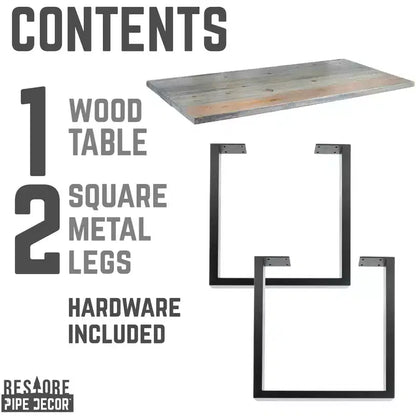 Bureau en bois massif Pipe Decor Skyline Riverstone Grey avec pieds Landscape de 71 cm