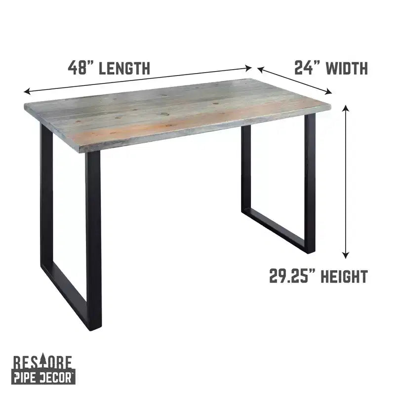 Bureau en bois massif Pipe Decor Skyline Riverstone Grey avec pieds Landscape de 71 cm