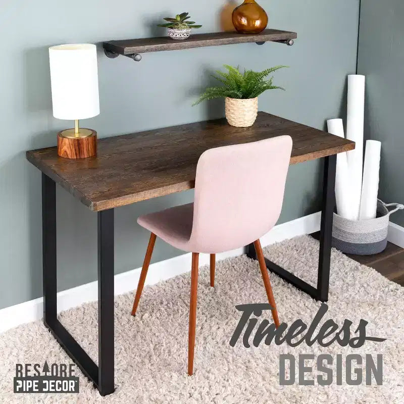 Bureau en bois massif marron Pipe Decor Skyline Trail avec pieds paysagers de 71 cm