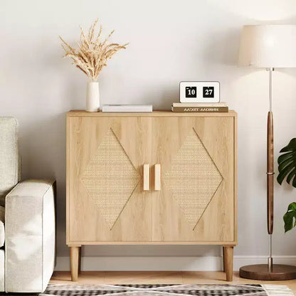 COZONY Buffet en rotin avec rangement, Armoire de rangement de cuisine moderne avec portes en rotin pour salon, salle à manger, entrée