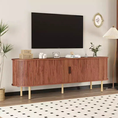 Meuble TV avec rangement – Meuble média en chêne, centre de divertissement contemporain, adapté aux salons, chambres et couloirs.