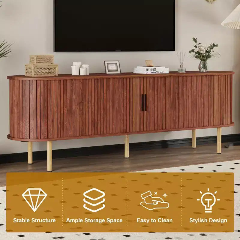 Meuble TV avec rangement – Meuble média en chêne, centre de divertissement contemporain, adapté aux salons, chambres et couloirs.