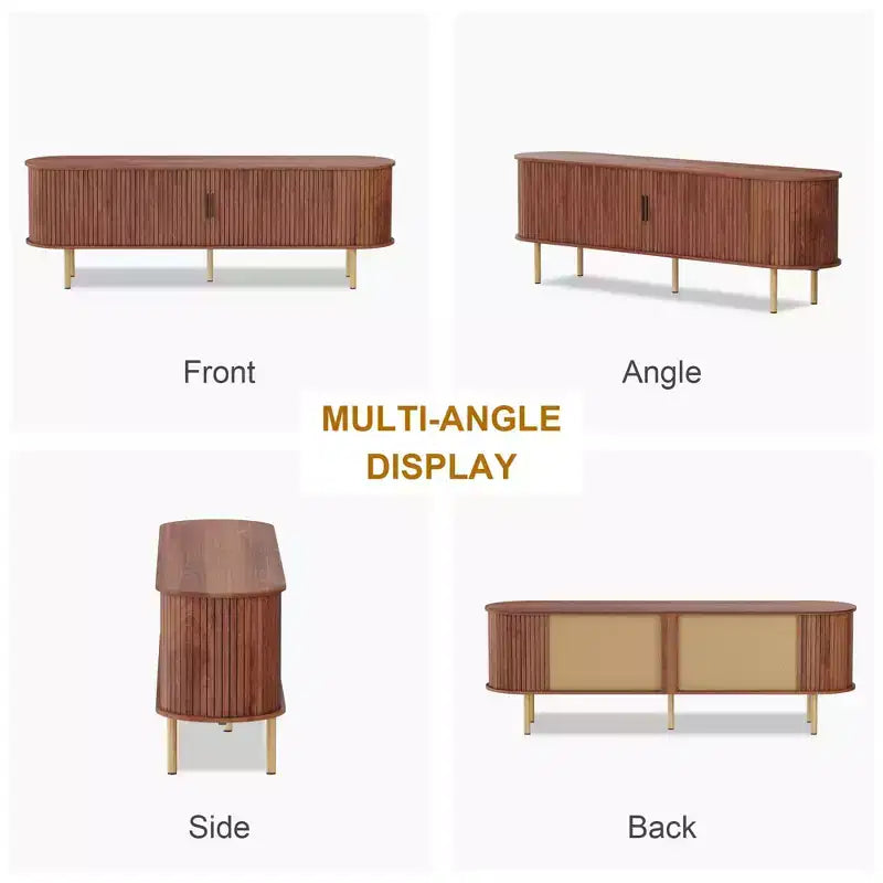 Meuble TV avec rangement – Meuble média en chêne, centre de divertissement contemporain, adapté aux salons, chambres et couloirs.