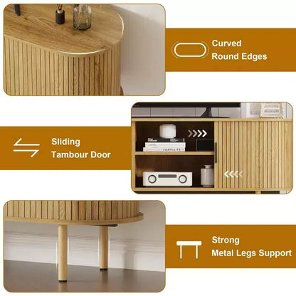 Meuble TV avec rangement – Meuble média en chêne, centre de divertissement contemporain, adapté aux salons, chambres et couloirs.