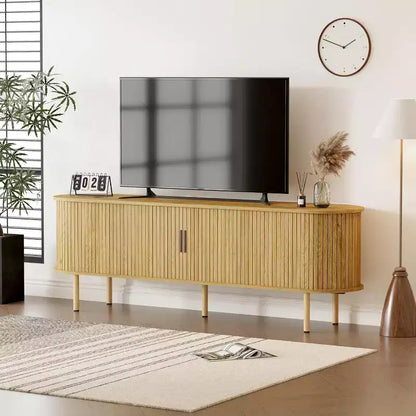 Meuble TV avec rangement – Meuble média en chêne, centre de divertissement contemporain, adapté aux salons, chambres et couloirs.