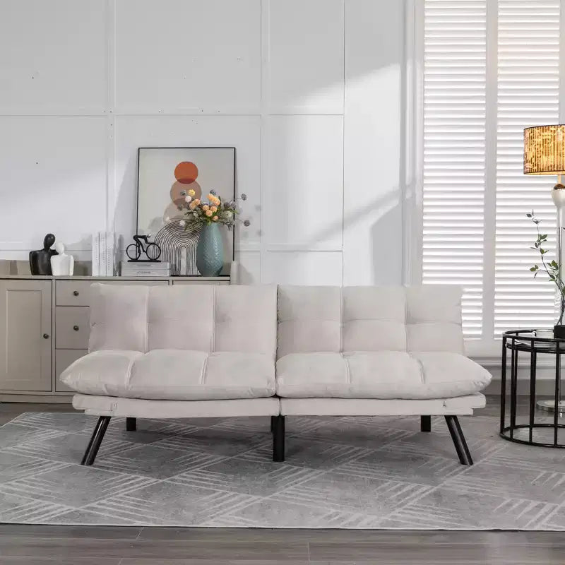 MAYEERTY Convertible Folding Modern Sofa Bed Comfortable for Living Room Bedroom Small Space Beige