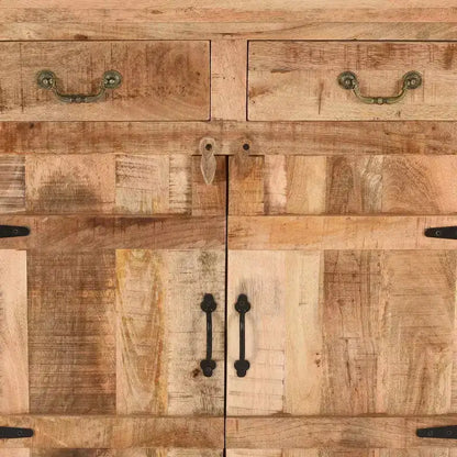 Console en bois de manguier avec 2 tiroirs et 2 portes de style rustique artisanal Royal Hampton 39 po