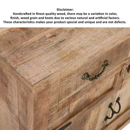 Console en bois de manguier avec 2 tiroirs et 2 portes de style rustique artisanal Royal Hampton 39 po